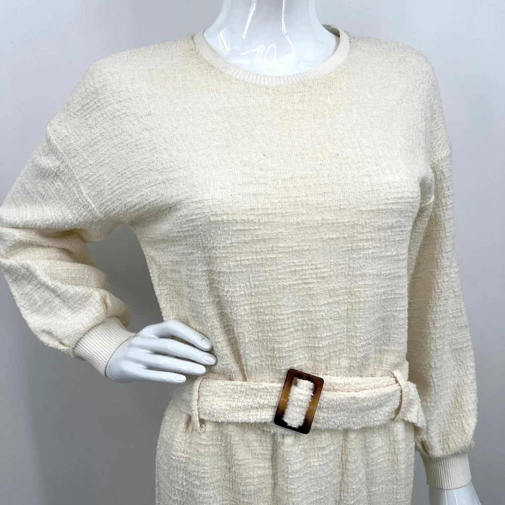 DOLAN Jacqueline Terrycloth Maxi Dress Belted Cream Size‎ S Petite
